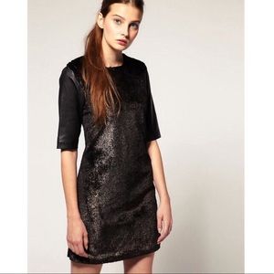 Asos Revive Metallic Faux Fur w/ Leather Dress 6